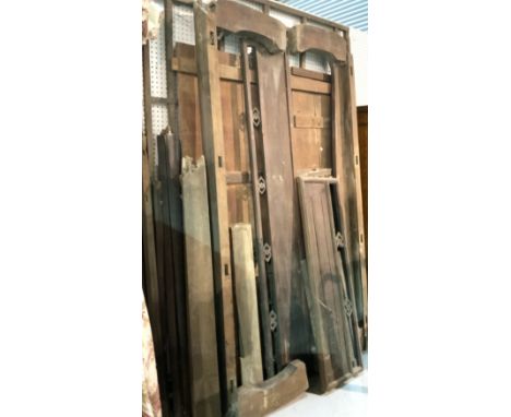 THE MAJOR COMPONENTS OF A  CHINESE HARDWOOD OPIUM BED226cm wideMutiple old breaks and repairs, all wood is from the same bed 