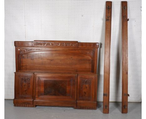 A LATE 19TH CENTURY FRENCH FRUITWOOD DOUBLE BED151cm wide; 118cm highOld marks and scratches all over, small split to top sec