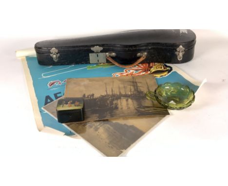 A VINTAGE STYLE TRAVEL POSTER, A RUSSIAN LACQUER BOX AND OTHER ITEMS (6)The poster advertising cruises to the Aegean, togethe