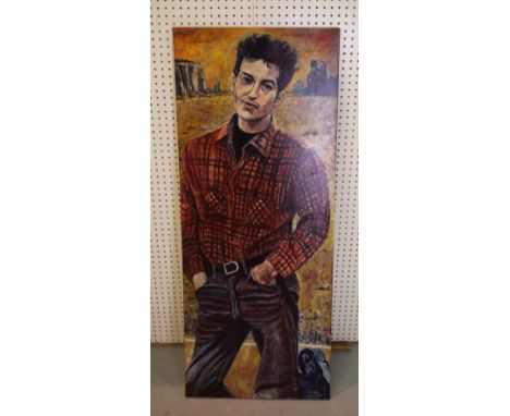 JOHN SUTTON; A MODERN OIL ON CANVAS OF BOB DYLAN57cm wide; 101xm high