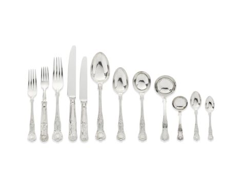 An extensive King's pattern silver flatware servicemaker's mark 'MDQ', Sheffield 1971 - 1973 Placings for twelve, comprising: