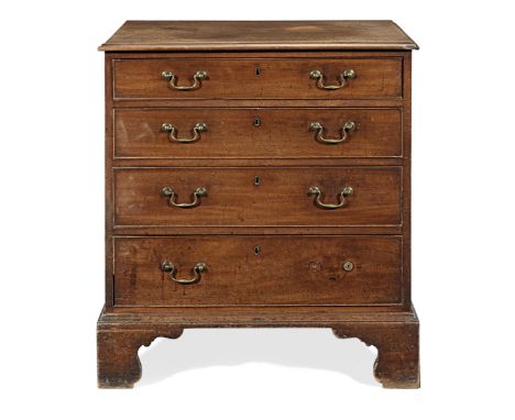 A George III mahogany chest of small proportionsCirca 1760, the top with a reverse ogee moulded edge above four long graduate