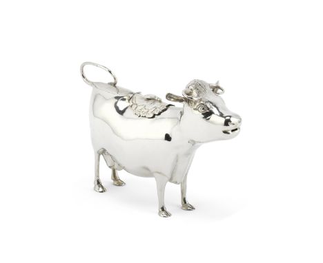A silver cow creamerR Comyns, London 1962, also stamped Lowe &amp; Sons ChesterOf conventional form with gadfly hinging cover