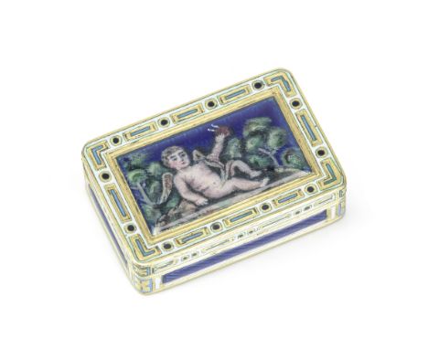 A 19th century French gold and enamel vinaigrettemarked with 1809 - 1819 Paris marks, and also 1819 - 1838 Paris marks Rectan
