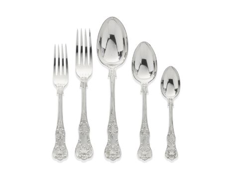 A Victorian silver Queen's pattern flatware serviceGeorge Maudley Jackson, London 1889 With honeysuckle heel, placings for ei