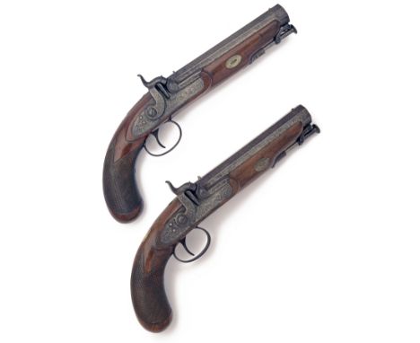 J.C. REILLY, LONDON A PAIR OF 15-BORE PERCUSSION 'MAN-STOPPER' BELT-PISTOLS, no visible serial numbers circa 1840, with octag