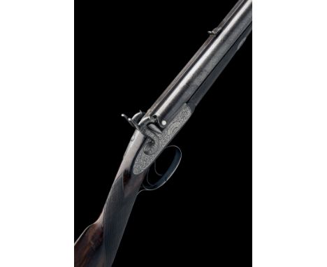 CHARLES LANCASTER, LONDON A CASED 12-BORE PERCUSSION DOUBLE-BARRELLED SPORTING-GUN, serial no. 2292, smoothbored from an oval