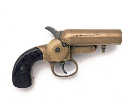 A RARE 26.5mm ALL-BRASS DOUBLE-BARRELLED FLARE-PISTOL, MODEL 'AUFLOSUNG DEUTSCHE LEUCHTPISTOLEN-SAMMLUNG M1899', serial no. 8