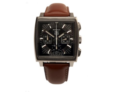TAG HEUER, SWITZERLAND A GENTLEMAN'S SQUARE AUTOMATIC CHRONOGRAPH WRISTWATCH, MODEL 'GTS MONACO', ref CW2111, circa 2002, wit