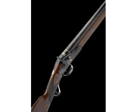 MOORE, CHOLSEY A GOOD 16-BORE PERCUSSION SILVER-MOUNTED SINGLE-BARRELLED SPORTING-GUN, no visible serial number, converted to