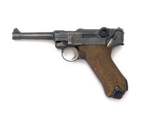 DWM, GERMANY A 9mm (PARA) SEMI-AUTOMATIC SERVICE-PISTOL, MODEL 'P08 LUGER', serial no. 7522, dated for 1918, with blued taper