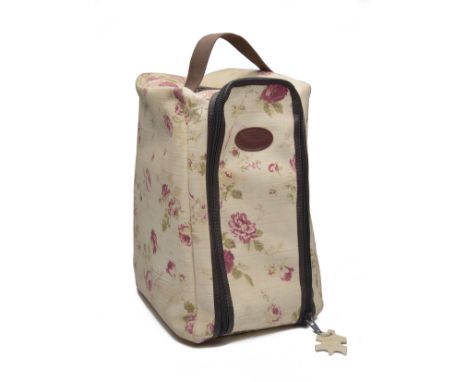 BRADLEYS A NEW AND UNUSED PINK ROSE AND CHOCOLATE LEATHER BOOT BAG, with carry handle.  † Please note this item is subject to
