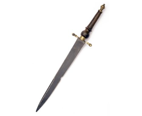 A HORN-HILTED PLUG-BAYONET, English, circa 1700, with hollow-ground 12 1/4in. spear-point blade false edged for the last 5 1/