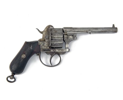 A SCARCE 7mm (PINFIRE) TWELVE-SHOT REVOLVER SIGNED 'CHAINEUX, MODEL 'LEFAUCHEUX PATENT', serial no. 117, circa 1855, with rou