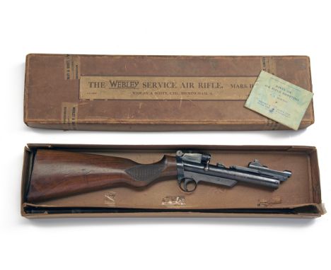 WEBLEY &amp; SCOTT, BIRMINGHAM A RARE BOXED .22 BARREL-COCKING AIR-RIFLE, MODEL 'MKII SERVICE', serial no. S13304, circa 1938