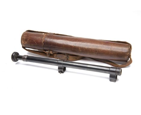 DANIEL FRASER A VINTAGE TELESCOPIC SIGHT, serial no. 2431, with leather covered spring-loaded eye shield, dovetail mounts, en