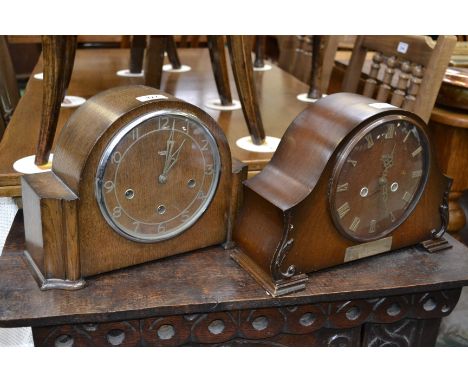 A 1950's presentation mantel clock; another Westminster chime mantel clock, key and pendulum (2)