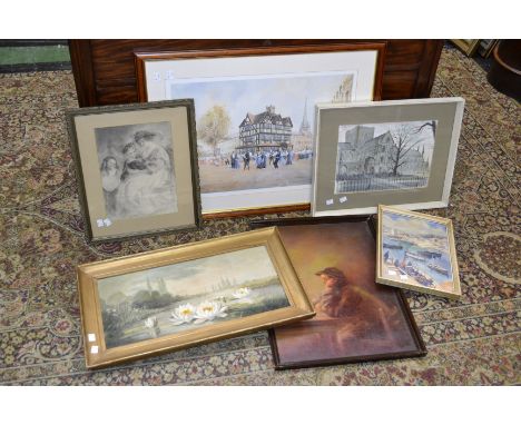 L Durham (early 20th century)Cornish Harboursigned, watercolour; others, Gordon R HelsohnWinchester Cathedralpaper label to v