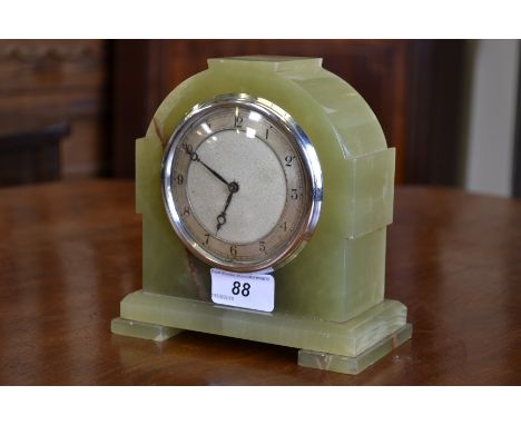 An Art Deco onyx mantel clock