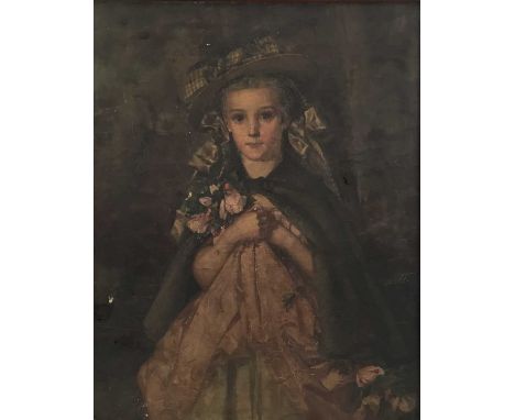 Attributed to Claude Hayes, oil on canvas - Portrait of a Young Girl, inscribed verso, 50cm x 40cm, framed.
Provenance: By de