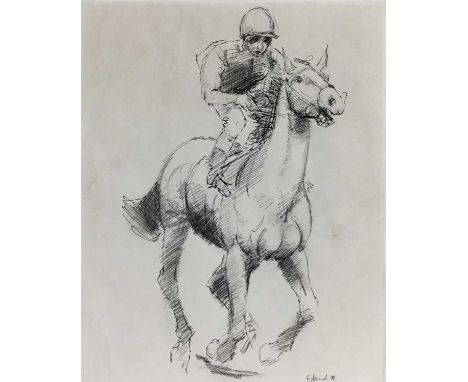 English School, contemporary, pen, ink and charcoal sketch - Going down to the Start, indistinctly signed and dated, 25cm x 2
