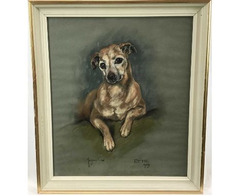 Marjorie Cox (1915-2003) pastel portrait of a Terrier, 'Ettie', signed and dated 1969, 43cm x 37cm, in glazed frame