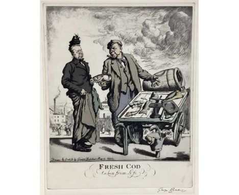 George Belcher (1875-1947) etchings, three caricatures - Fresh Cod, 1922, signed within the plate below, 31cm x 24cm, Mrs Har