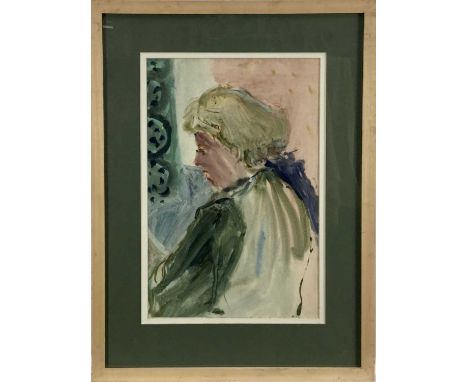Edwin Smith watercolour, portrait, 44cm x 29cm, in glazed frame