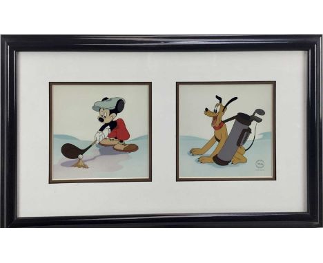 Walt Disney limited edition cel - 'Teeing Off' from Canine Caddy (1941) with Certificate of Authenticity, each image 19cm x 1