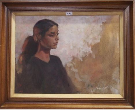 GAVIN SALT Portrait of a woman, signed, acrylic, 45 x 60cm and a print (2) Condition Report: Available upon request