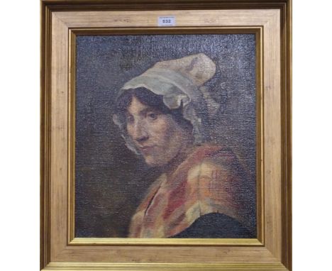 CONTINENTAL SCHOOL Portrait of a woman head and shoulders, oil on canvas, 45 x 40cm Condition Report: Available upon request