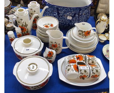 A J &amp; G Meakin poppy decorated dinner service, Paragon teaset and other items Condition Report: Available upon request