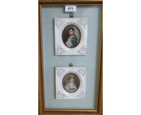 FRENCH SCHOOL Portrait miniatures Napoleon and Josephine, watercolour on ivorine, oval, 8 x 6.5cm Condition Report: Available