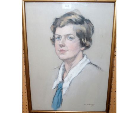 BETTY BARTHOLOMEW Portrait of a lady, signed, pastel, dated, 1927 55 x 38cm and another portrait (2) Condition Report: Availa