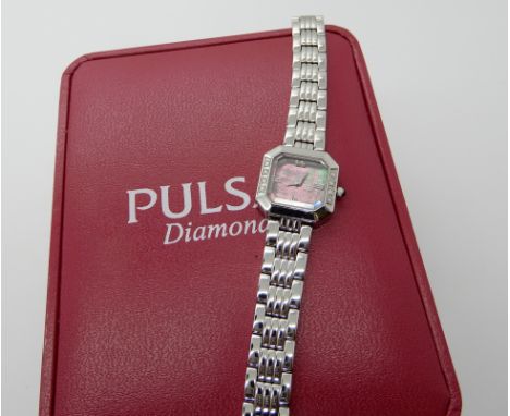 A stainless steel Pulsar Diamonds ladies watch with a mother of pearl dial Condition Report: Not available for this lot