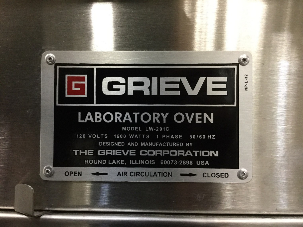 Grieve LW201C Laboratory Oven, SN 632394, Electrical 120V, 50/60Hz