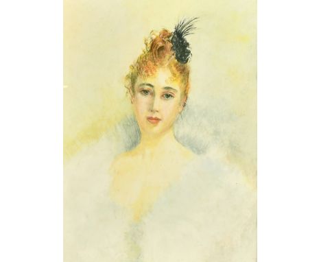 Circle of Giovani Boldini, A bust length portrait of an elegant lady, watercolour, 7.5" x 6", (19 x 15cm).