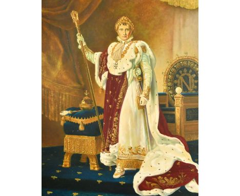 20th Century French School, a full-length portrait of Napoleon in ceremonial robes, oil on canvas, 36" x 29" (92 x 74cm).