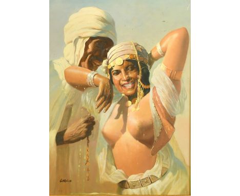 Garcia, an Arab gentleman with a female companion, oil on panel, signed, 15.75" x 11.75" (40 x 30cm).