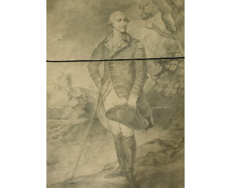 Early 19th Century English School. A portrait study of General Conway, after Thomas Gainsborough, pencil on paper, 21.25" x 1