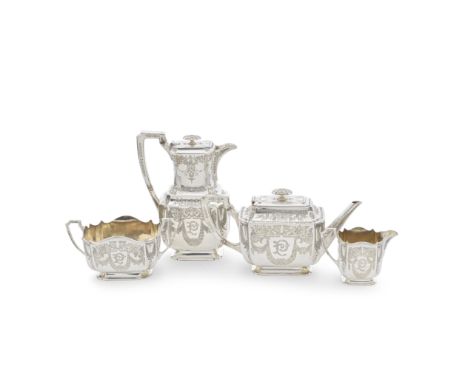 An Edwardian silver four-piece tea and coffee serviceAtkin Brothers, Sheffield 1907 Rectangular with incurved corners, the wh