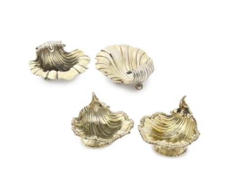 A good matched pair of George III cast silver-gilt open saltsJohn Mewburn, London 1810 / 1811 also with later French import m