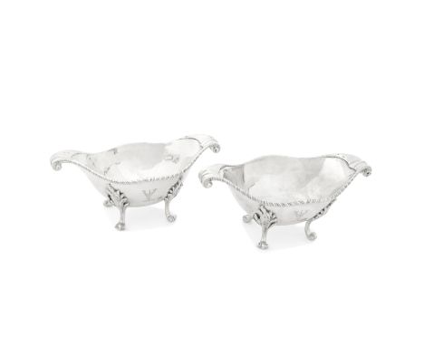A pair of George III silver two-handled dishesFrancis Butty &amp; Nicholas Dumee, London 1771 Oval form with outswept scroll 