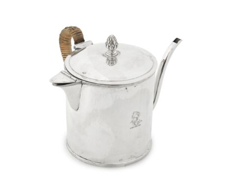 A George III silver ArgylAndrew Fogelberg &amp; Stephen Gilbert, London 1790 Plain drum form, with engraved crest of a mermai