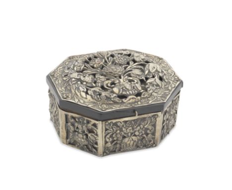 Possibly a Royal Spanish silver-gilt box with letters of provenanceunmarked, possibly Navarre circa 16th century Octagonal fo