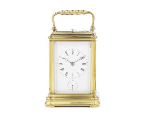 A late 19th century French brass grand sonnerie carriage clock with alarm, petite sonnerie, silent and repeat functionsthe Go