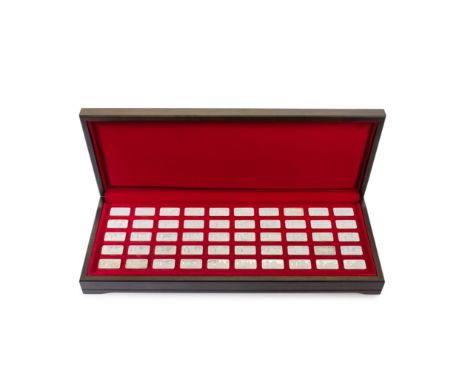 A commemorative set of silver ingots celebrating '1000 years of British Monarchy'John Pinches, London 1975, limited edition n