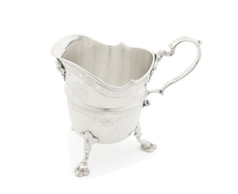 A George III silver cream jugmaker's mark R.G, possibly for Robert Garrard I, London 1805  In the early 18th century style of