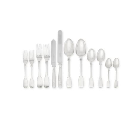 A collected silver Fiddle pattern flatware service, in a canteen boxvarious maker's and dates, predominately VictorianCompris