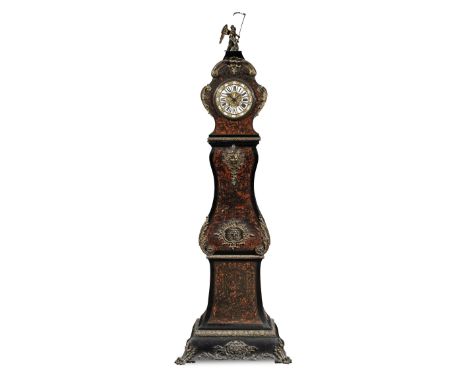 A late 19th Century French gilt brass and ebonised 'Boulle' marquetry mounted longcase clockthe elaborately shaped case and t